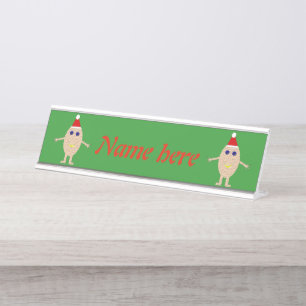 Funny Christmas Egg Personalised Desk Name Plate