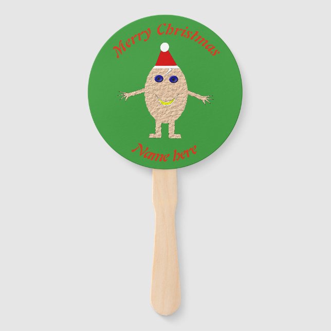 Funny Christmas Egg Personalised Hand Fan (Front)