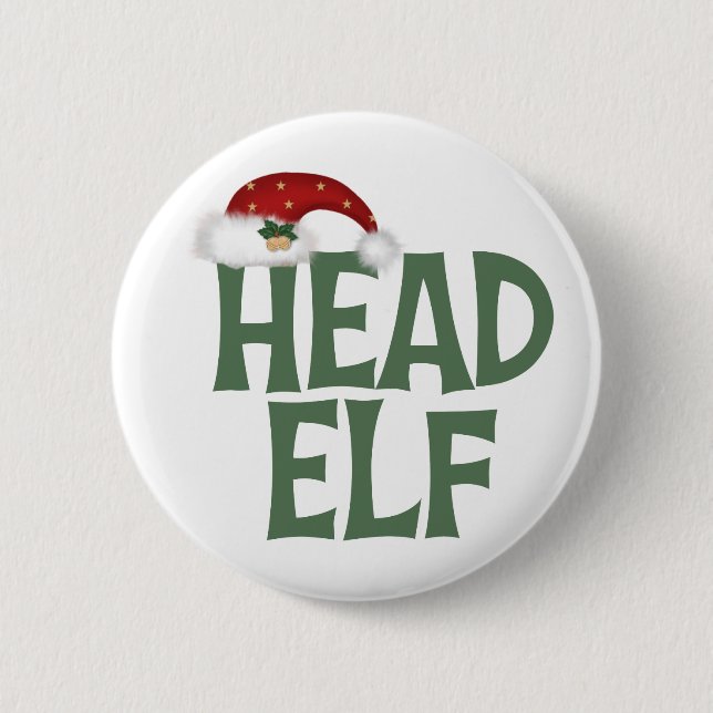 Funny Christmas Elf Button (Front)