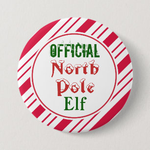 Funny Christmas Elf Button Pin