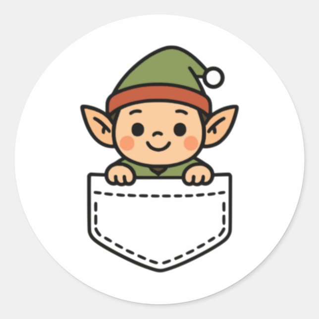 Funny Christmas Elf Cket Pal Santa S Elves Cute  Classic Round Sticker (Front)