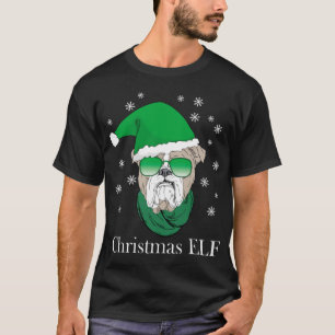 Funny Christmas Elf - Cool Bulldog In Sunglasses ' T-Shirt