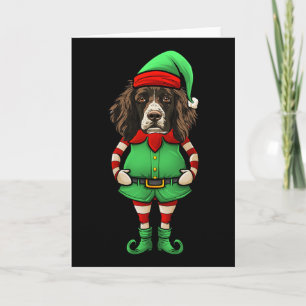 Funny Christmas Elf English Springer Spaniel Dog Card