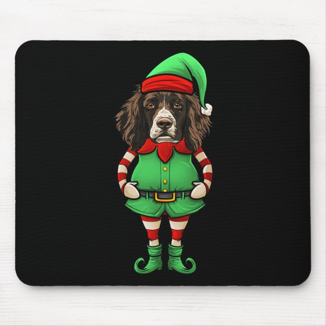 Funny Christmas Elf English Springer Spaniel Dog  Mouse Mat (Front)