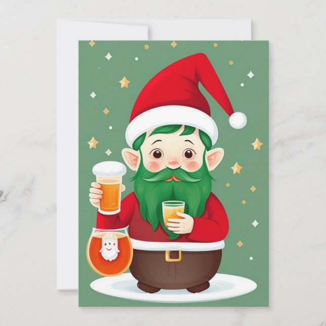 Funny Christmas Elf Flat Holiday Card (Front)