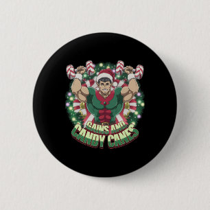 Funny Christmas Elf Gym Workout Gains And Candy Ca 6 Cm Round Badge