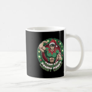 Funny Christmas Elf Gym Workout Gains And Candy Ca Coffee Mug