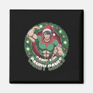 Funny Christmas Elf Gym Workout Gains And Candy Ca Magnet