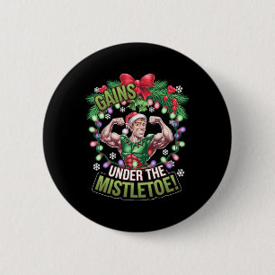 Funny Christmas Elf Gym Workout Gains Under The Mi 6 Cm Round Badge