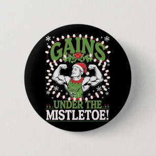 Funny Christmas Elf Gym Workout Gains Under The Mi 6 Cm Round Badge