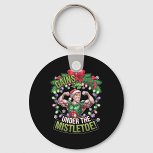Funny Christmas Elf Gym Workout Gains Under The Mi Key Ring