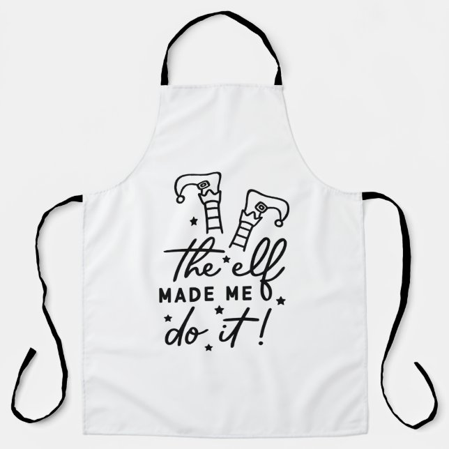 Funny Christmas Elf made me Do it Funny Retro Cool Apron (Front)