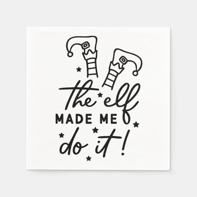 Funny Christmas Elf made me Do it Funny Retro Cool Napkin (Front)