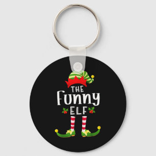Funny Christmas Elf Matching Pajama X-mas Party  Key Ring
