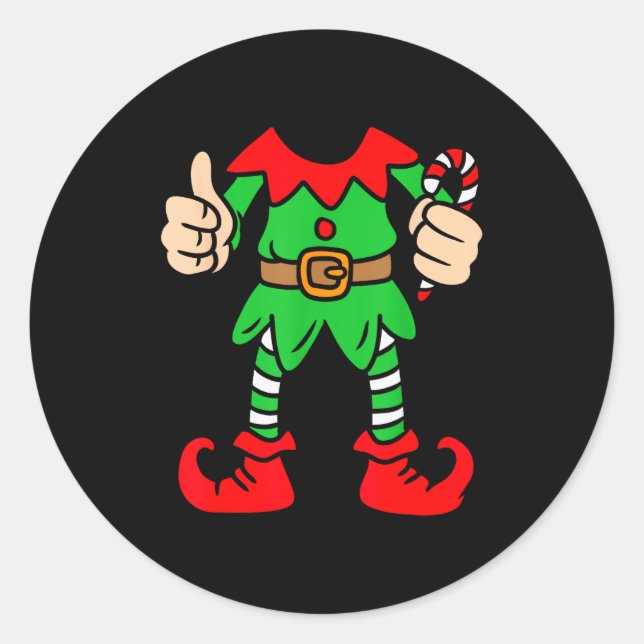 Funny Christmas Elf Outfit Costume Xmas Family Adu Classic Round Sticker (Front)