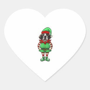 Funny Christmas Elf St Bernard Dog Saint Bernard Heart Sticker