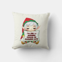 Funny Christmas Elf Throw Pillow - Christmas Decor