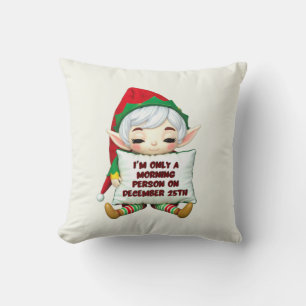 Funny Christmas Elf Throw Pillow - Christmas Decor
