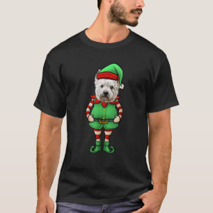 Funny Christmas Elf Westie Dog West Highland Terri T-Shirt