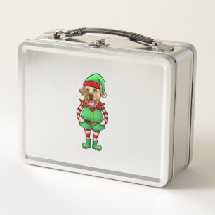 Funny Christmas Elf Yellow Lab Dog Yellow Labrador Metal Lunch Box