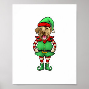 Funny Christmas Elf Yellow Lab Dog Yellow Labrador Poster