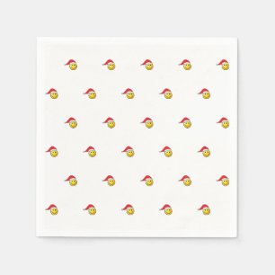 Funny Christmas Emoji Santa Hat Pattern Napkin