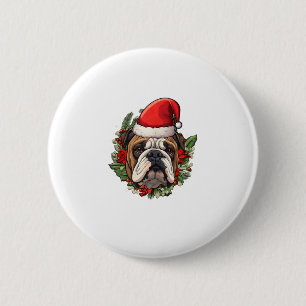 Funny Christmas English Bulldog 6 Cm Round Badge