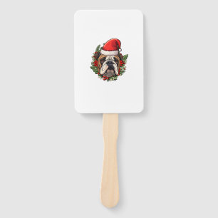 Funny Christmas English Bulldog  Hand Fan