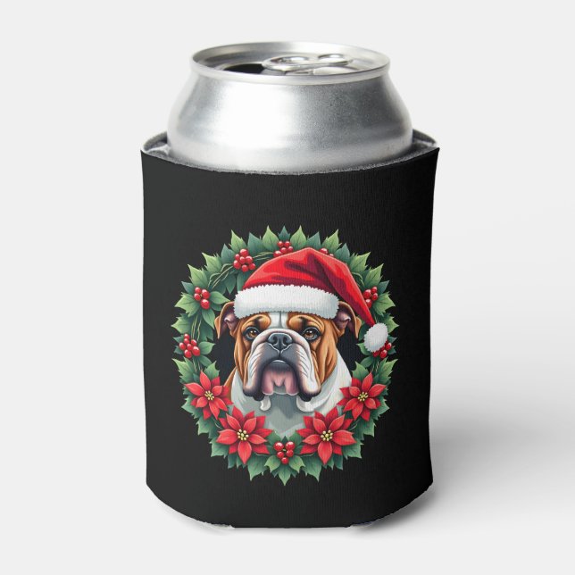 Funny Christmas English Bulldog Tank Top Can Cooler (Can Front)