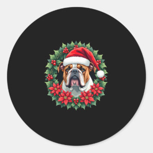 Funny Christmas English Bulldog Tank Top Classic Round Sticker