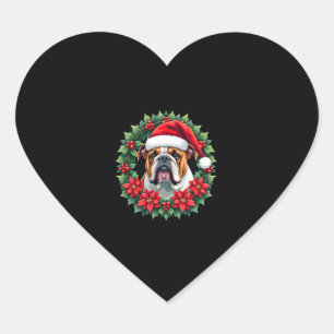Funny Christmas English Bulldog Tank Top Heart Sticker