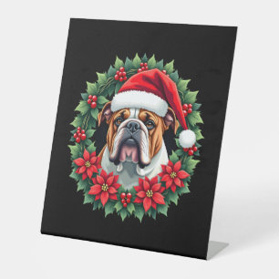 Funny Christmas English Bulldog Tank Top Pedestal Sign