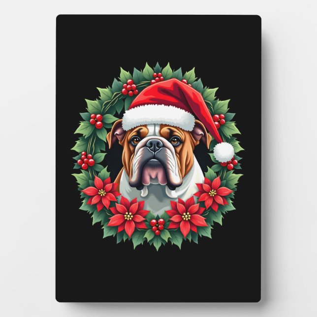 Funny Christmas English Bulldog Tank Top Plaque (Front)
