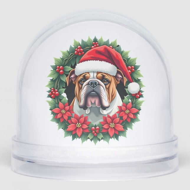 Funny Christmas English Bulldog Tank Top Snowglobe (Front)