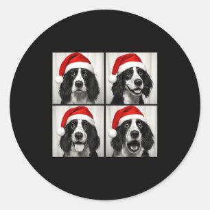Funny Christmas English Springer Spaniel Santa Pho Classic Round Sticker