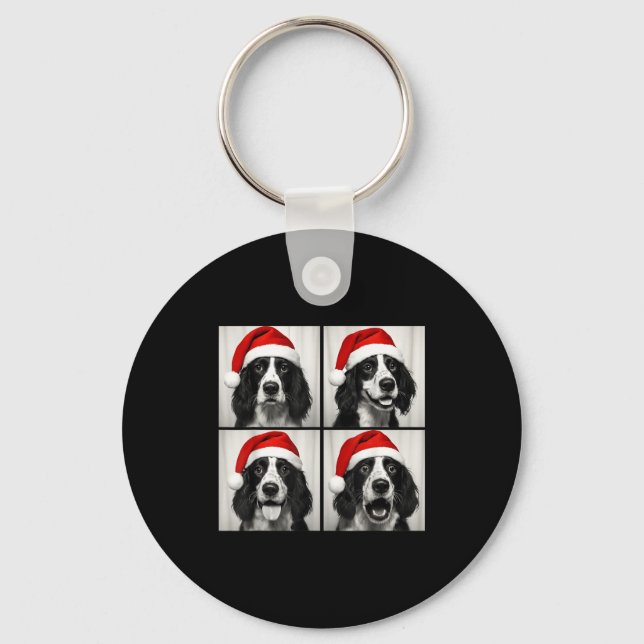 Funny Christmas English Springer Spaniel Santa Pho Key Ring (Front)