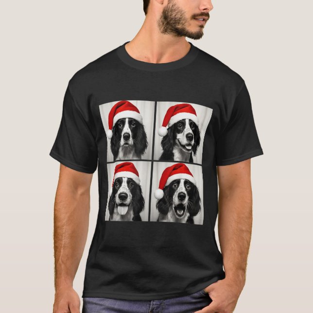 Funny Christmas English Springer Spaniel Santa Pho T-Shirt (Front)