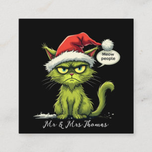 Funny Christmas "Ew People" Meowy Cat Lovers  Square Business Card