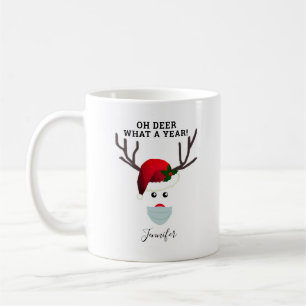 Funny Christmas Face Mask Reindeer Personalised Coffee Mug