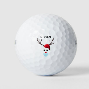 Funny Christmas Face Mask Reindeer Personalised Golf Balls