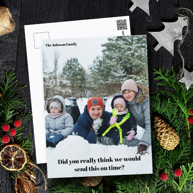 Funny Christmas Family Procrastination Belated Postcard (Creator Uploaded)