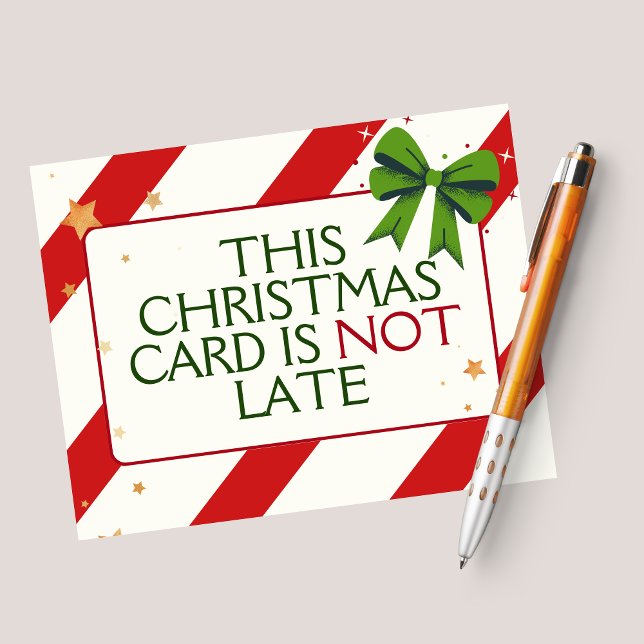 Funny Christmas Family Retro Procrastination Holiday Postcard (This belated Christmas card explains that the Christmas season technically lasts till February.)