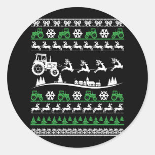 Funny Christmas Farmer Farming Classic Round Sticker