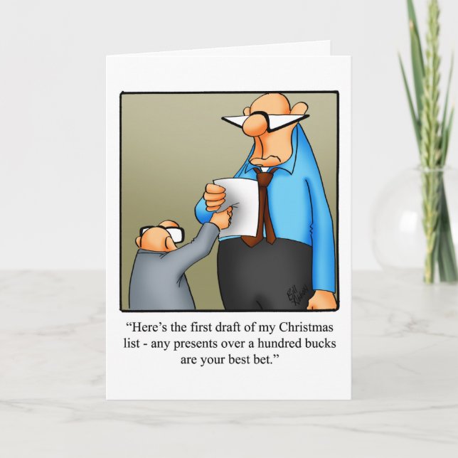Funny Christmas "First Christmas List Draught " Ca Holiday Card (Front)