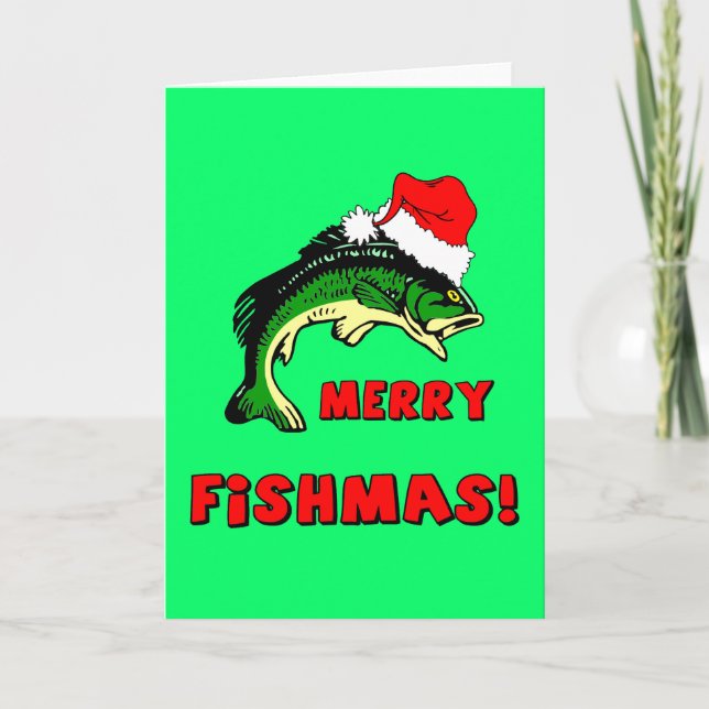 Funny Christmas fishing Holiday Card (Front)