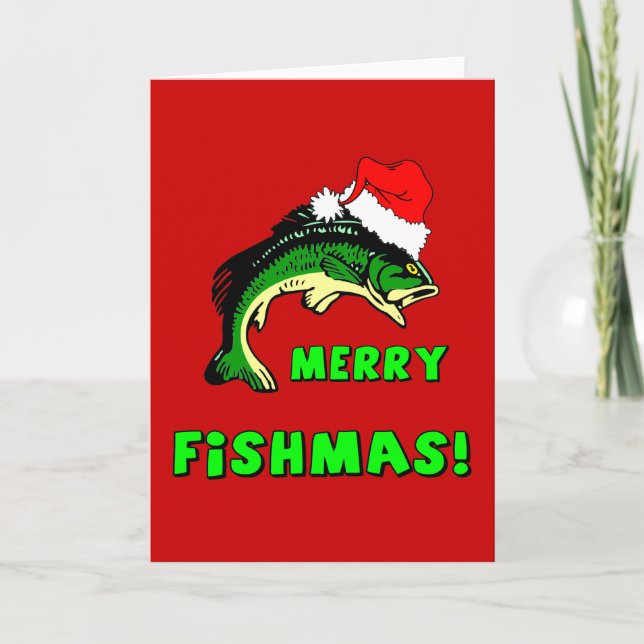 Funny Christmas fishing Holiday Card (Front)