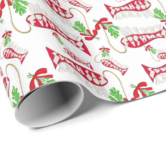 Funny Christmas Fishing - Merry Fishmas 2 Wrapping Paper (Roll Corner)