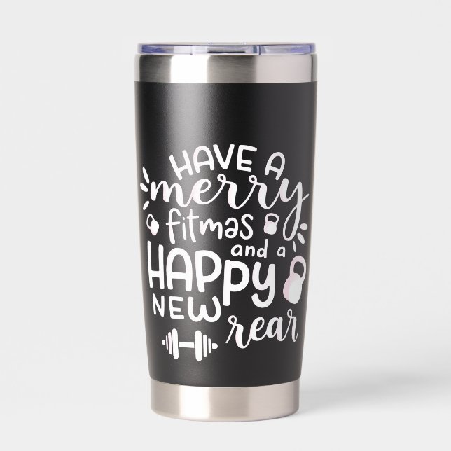 Funny Christmas Fitness Sarcastic Gym Holiday Gift Insulated Tumbler (Front)