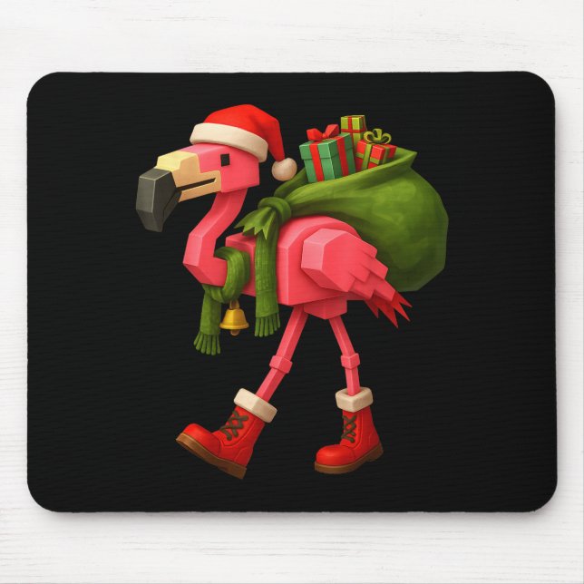 Funny Christmas Flamingo Santa Holiday Design  Mouse Mat (Front)
