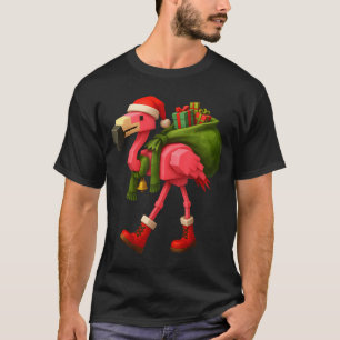 Funny Christmas Flamingo Santa Holiday Design T-Shirt